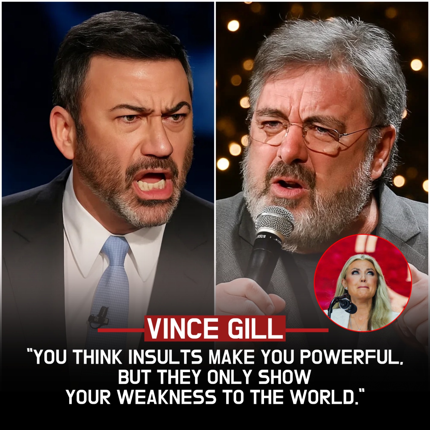 Shockwaves Across America: Jimmy Kimmel’s Sudden, Cutting Attack on Erika Kirk With ‘Shut Up, You’re a Joke’ Sparks National Uproar, Until Vince Gill’s Powerful Words Turn the Entire Stage Into a Battle of Honor, Dignity, and Truth That No One Expected