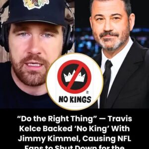 “NO KING” — TRAVIS KELCE’S THREE-WORD RALLYING CRY STUNS AMERICA: A POWERFUL MESSAGE WITH JIMMY KIMMEL THAT IGNITED THE NATION AND LEFT NFL FANS SPEECHLESS