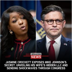 “He Ran Because the Truth Was Too Loud: Jasmine Crockett’s Explosive Revelation Exposes Mike Johnson’s Wife’s Secret LLC and Sends Shockwaves Through the Capitol in a Breathtaking Political Meltdown That Nobody Saw Coming”