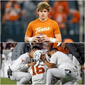STEVE SARKISIAN ANNOUNCES ARCH MANNING’S SEVERE HEAD INJURY, LEAVING TEXAS LONGHORNS FANS HEARTBROKEN AND PRAYING FOR HIS RECOVERY.