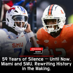 “59 Years of Silence: The Forgotten Battle Between Miami and SMU That Still Echoes Through History — and Why Their Next Clash Could Rewrite Everything We Thought We Knew” It’s been nearly six decades — fifty-nine long years — since Miami and SMU last stood on the same field. One game. One outcome. One memory frozen in time. The year was 1965, the crowd roared under the hot Florida sun, and SMU walked away victorious with a 7–3 win that few could have imagined would become their only meeting in college football history. But as the years passed, that quiet loss turned into something deeper — a ghost in Miami’s proud legacy, a story that refuses to fade away. -hti