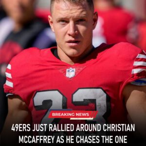 “49ERS UNITE IN SILENCE AROUND CHRISTIAN McCAFFREY AS HE APPROACHES A MYTHICAL NFL RECORD NO ONE HAS EVER TOUCHED, TURNING A LATE-SEASON PUSH INTO A MOMENT OF HISTORY”